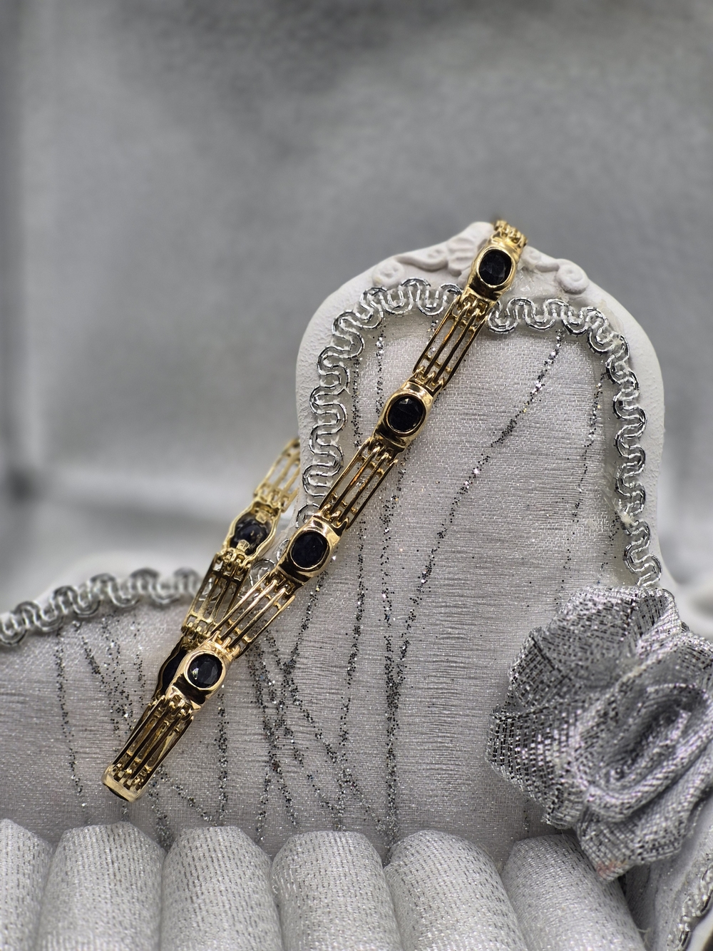 Beautiful Black Onyx Stones In 14Kt Gold Over Solid Sterling Silver